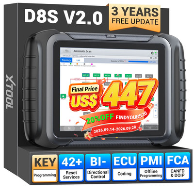XTOOL D8S V2.0 OBD2 Scanner Diagnositc Tool Full System Coding Key Programmer