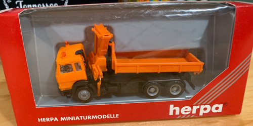 Raro Herpa #141758 HO 1/87 Iveco Trakker naranja descarga con brazo camión nuevo en caja | Zustand: New