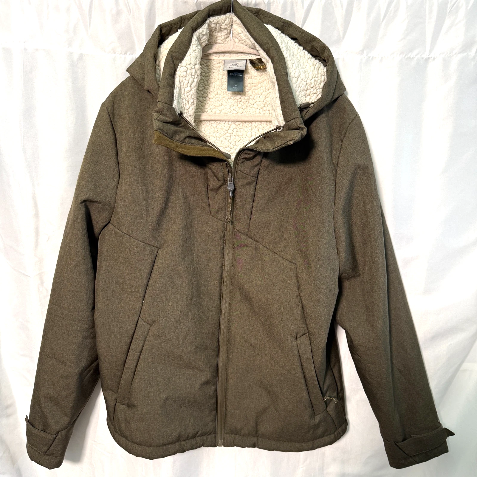 Champion C9 Mens Jacket Medium Green Sherpa Lined Hooded Softshell Coat