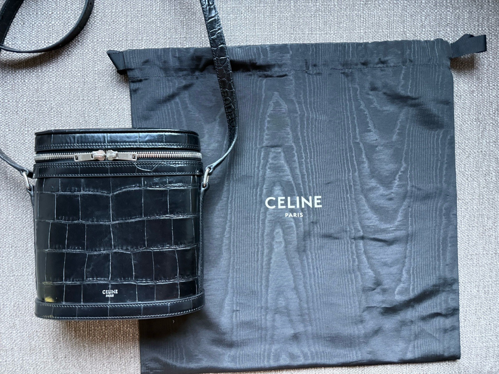 Celine Vertical Messenger Crossbody Bag Embossed Croc - Rare image 5