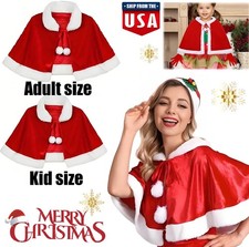 Capa De Santa Claus Con Capucha De Terciopelo Rojo Y Ribete De Piel Sintética Blanca, Longitud 60 Cm, Cierre Con Cordones, Para Niños, Adolescentes Y Adultos, Ideal Para Fiestas Navideñas