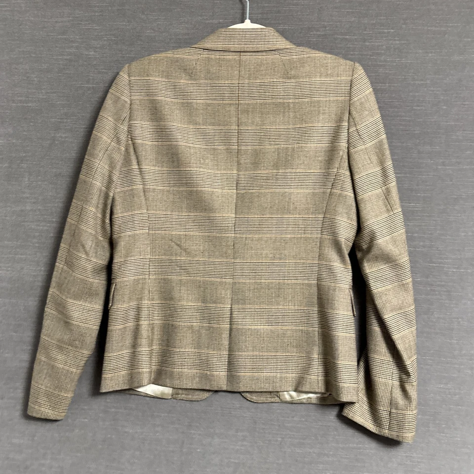 J Crew Blazer 4 Tan Plaid Check Schoolboy Moon Wool Blend British Career Work - Image 2 of 4