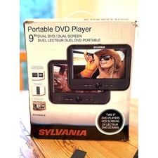 Sylvania 9" Portable DVD Player Dual Screen Remote For Back Seat Car Open Box