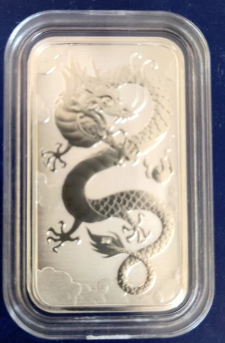 2019 Perth Mint Rectangular Dragon 1oz 999 Silver Bullion Bar