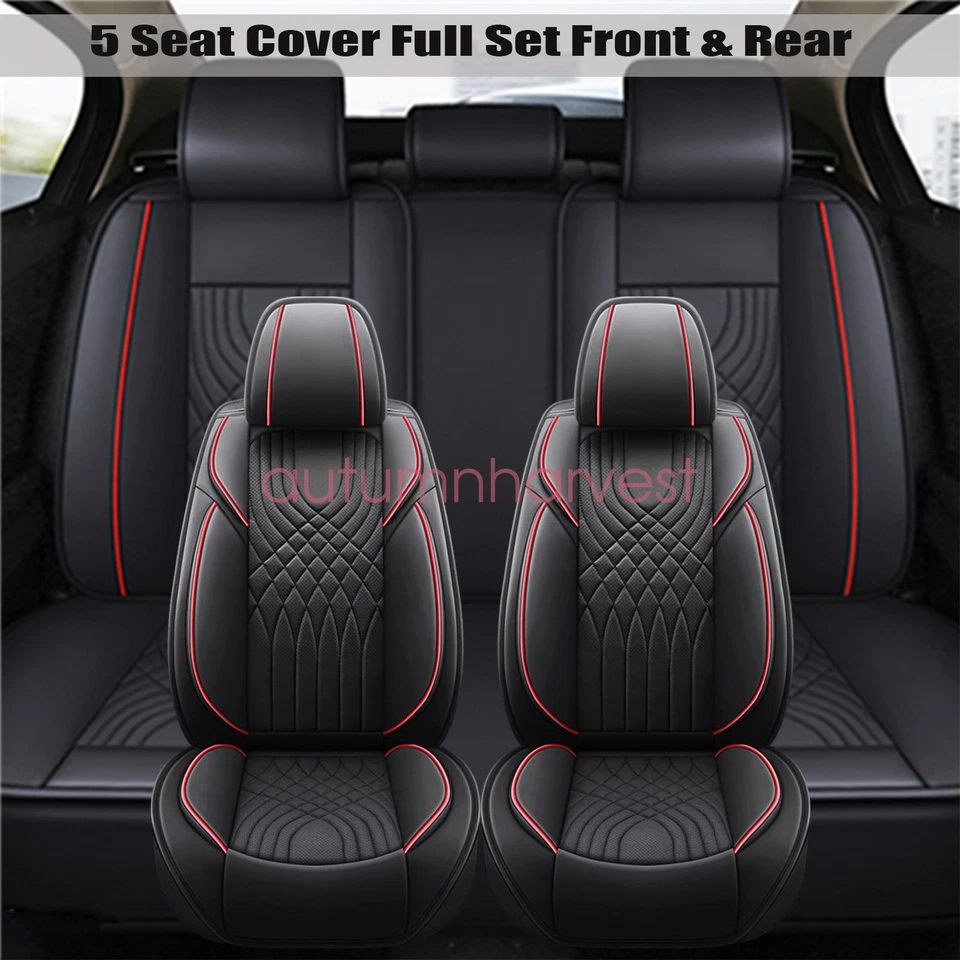 For Audi RS3 RS5 RS6 RS7 R8 PU Leather Car Seat Covers 5-Seat Front Rear Cushion - Image 4 of 4