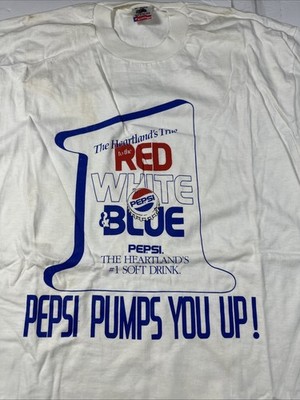 Vtg Pepsi Ad T-shirt Pepsi Pumps You Up Bottlecap Mens USA New No Tag XL #2368
