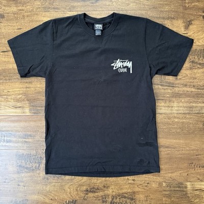 Stussy Guam Logo Graphic Print Black Crew Neck Short Sleeve Tee S Cotton