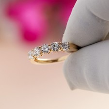 1.00Ct Round Lab Grown VS/FG Diamond Wedding Band Yellow Gold Gift Her UK Seller