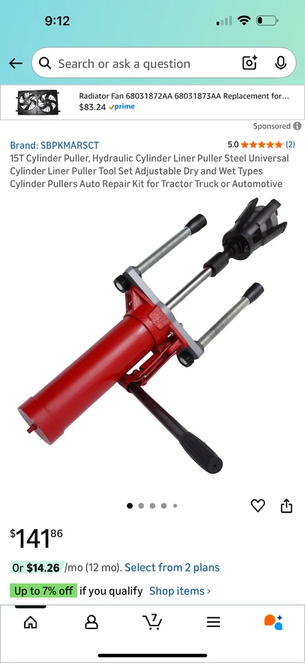 15T Cylinder Sleeve Liner Puller Hydraulic For Truck Tractor or Automotive USA - Image 2 of 2