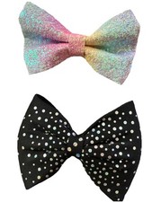    Set Of Two Bows Rainbow   Sparkle And Black Sparkle  