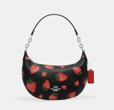  Coach Payton Hobo With Wild Strawberry Print Silver/Black Multi CH330