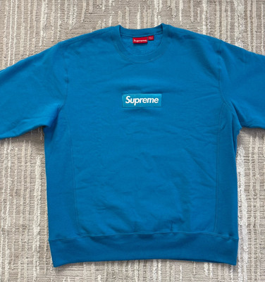 Supreme Box Logo Crewneck FW18 Bright Royal Blue 100% Authentic