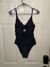 NWT Cupshe Womens One Piece Swimsuit Black Lace up Back Size Medium WTF54 