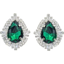 KIRKS FOLLY Divine CZ Teardrop Pierced Earrings sst / green