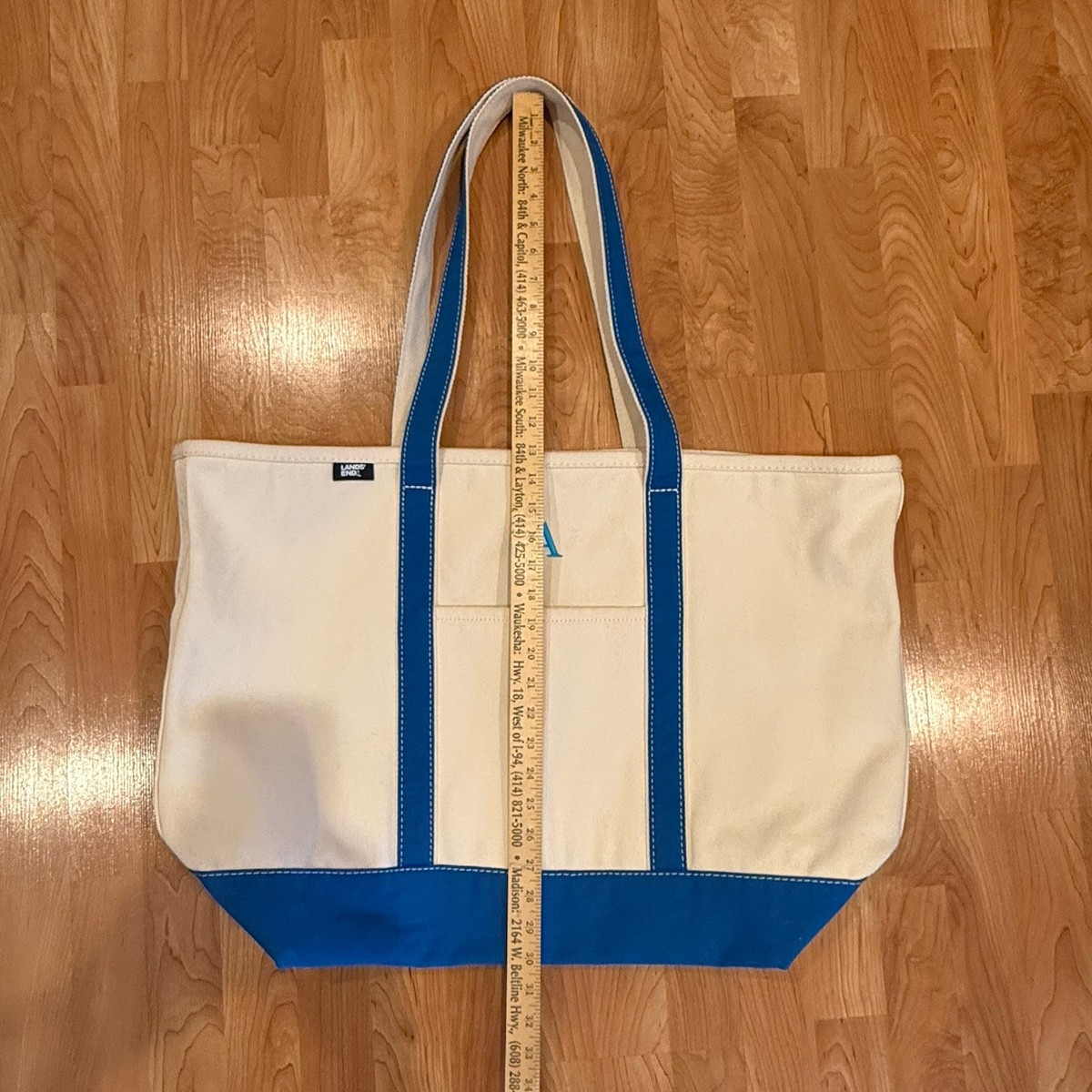 Lands End Boat Bag Boat Tote Bag XL Beach Travel Sports Beacon Blue Embroidered View 6