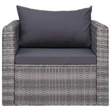 Garden Chair Grey PE Rattan Medium Removable Covers vidaXL