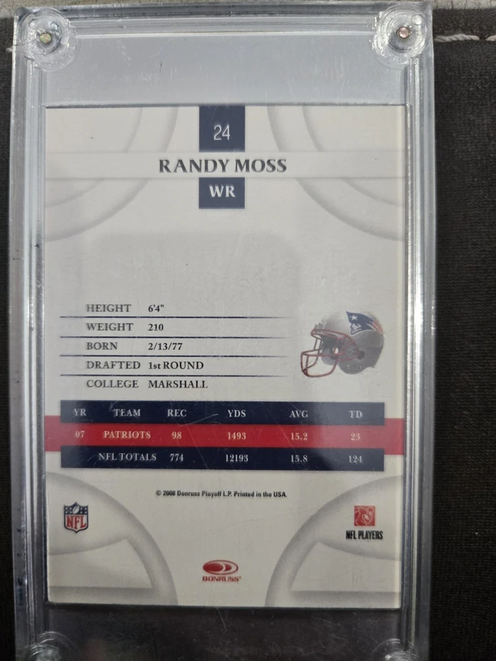 Randy Moss 2008 Mint Card In Case - Image 2 of 2