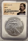 2015 AMERICAN SILVER EAGLE $1 NGC MS 69 WYATT S EARP SIGNED