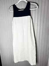 Banana Republic Dress Womens 10 Navy White Colorblock Sheath Ponte Zip NEW $120