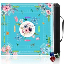 mahjong mat for table with Drawstring Bag/31.5Inch/american Light Blue