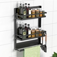 GewüRzregal Wand Mit KüChenrollenhalter Und 4 Haken, KüChenregal Ohne Bohren Au