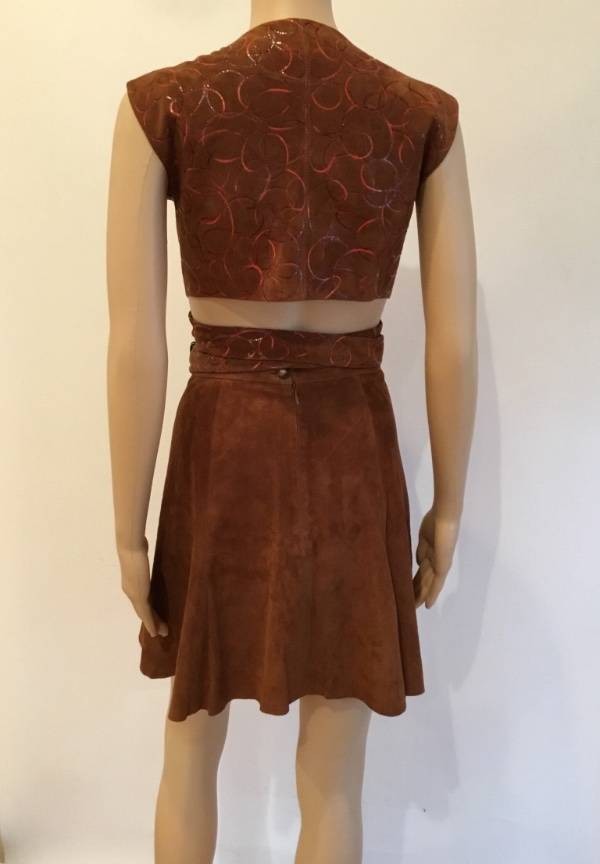 ALAIA VINTAGE SEXY SUEDE CRISS CROSS TOP & SKIRT SZ 36 & 38 image 4