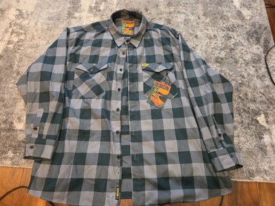 Dixxon The Beeline Flannel Green/Gray Plaid Mens 5X 5XL w/ Sticker 