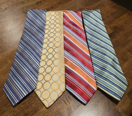 Lot (4) City Of London Colorful Geometric Stripes Ties