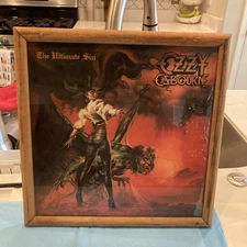 1986 Ozzy Osbourne Carnival Glass The Ultimate Sin 12x12 Framed READ DESCRIPTION