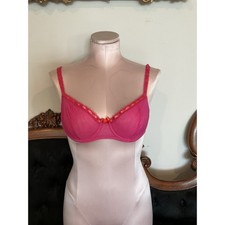Y2k Vintage Victoria's Secret Pink Sissy mesh ribbon sheer bra 36B