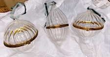 Hearth And Hand Glass and Brass Fluted Hinged Ornament Set 3 Christmas Bulbs New