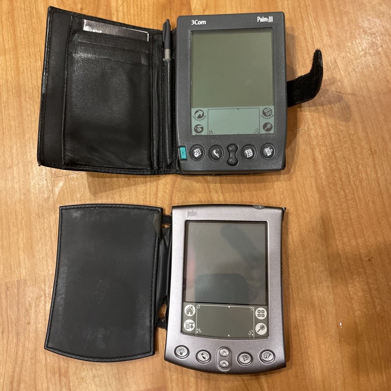TWO Palm Pilots PALM IIIx & Tungsten E Handheld PDA UNTESTED for parts w/ stylus