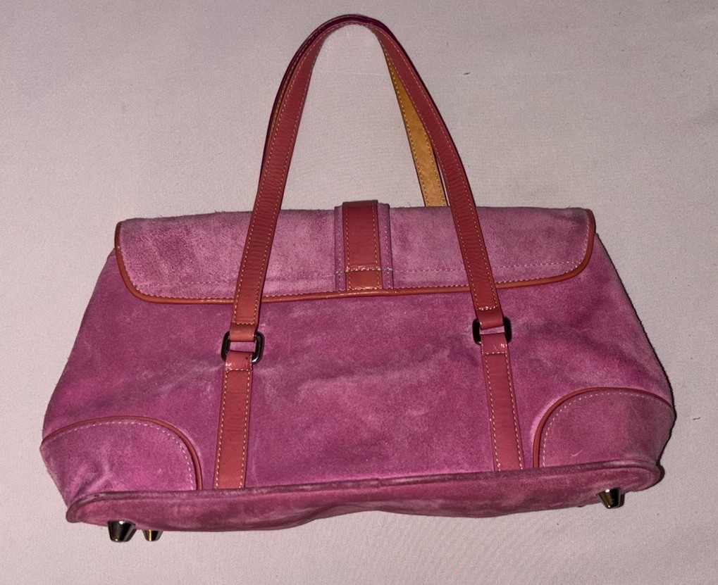 バッグ Y2K Coach Shoulder Bag Pink Fringe Suede Authentic Pink Suede Coach Shoulder bag with logo charm Y2k | eBay