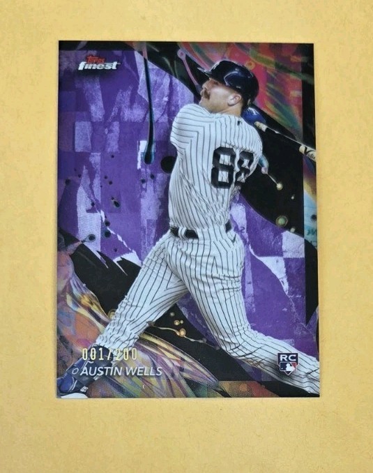 2024 Topps Finest Purple 1/200 Austin Wells #116 Rookie RC First Print Refractor