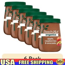 Organic Stage 2 Baby Food Puree Apple Raspberries Avocado 6 Pack Non-GMO Brown