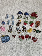 Vintage-Lot Of 23 Patchs Patch-Mushroom-Owl-Bunny-Train-Elephant-Turtle-Retro