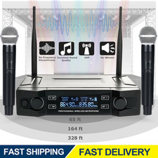 Professional 2 Channel UHF Wireless Dual Microphone Cordless Handheld Mic System