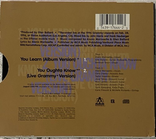 ALANIS MORRISSETTE YOU LEARN - Picture 4 of 5