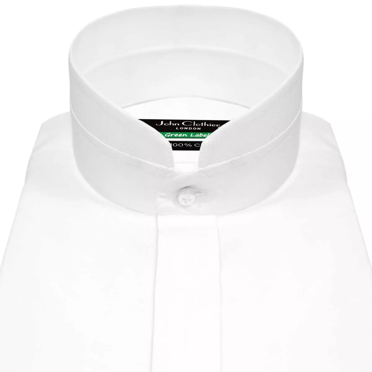 High Band China Mandarin Collar White 100% Cotton Dress Shirt Men