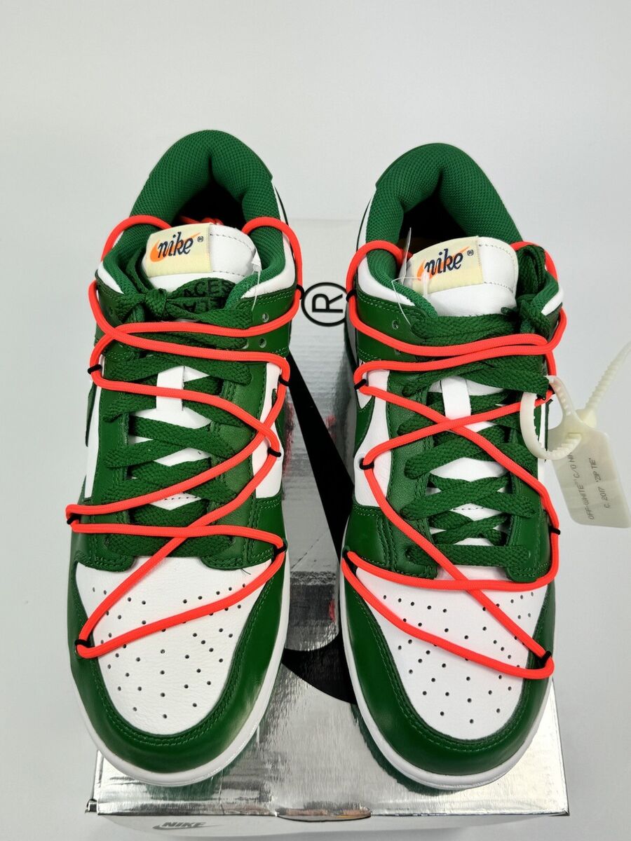 NIKE DUNK LOW X OFF-WHITE PINE GREEN SNEAKERS SIZE: US 9 NIKE DUNK LOW X OFF-WHITE PINE GREEN SNEAKERS SIZE: US 9