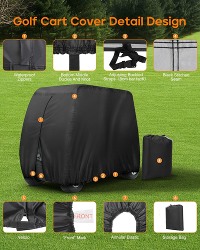 Golf Cart Cover 4 Passenger Heavy Duty, 420D Waterproof Golf Cart Covers Extende - Picture 3 of 12