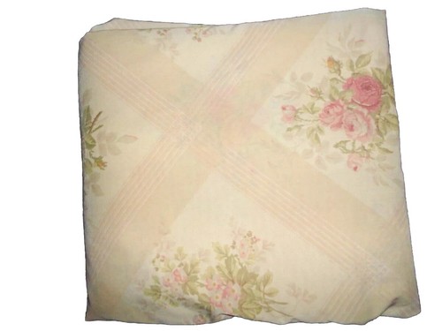 VINTAGE SPRINGMAID PINK & GREEN ROSES FLORAL LACE (1) FULL FITTED SHEET 7" - Picture 2 of 7