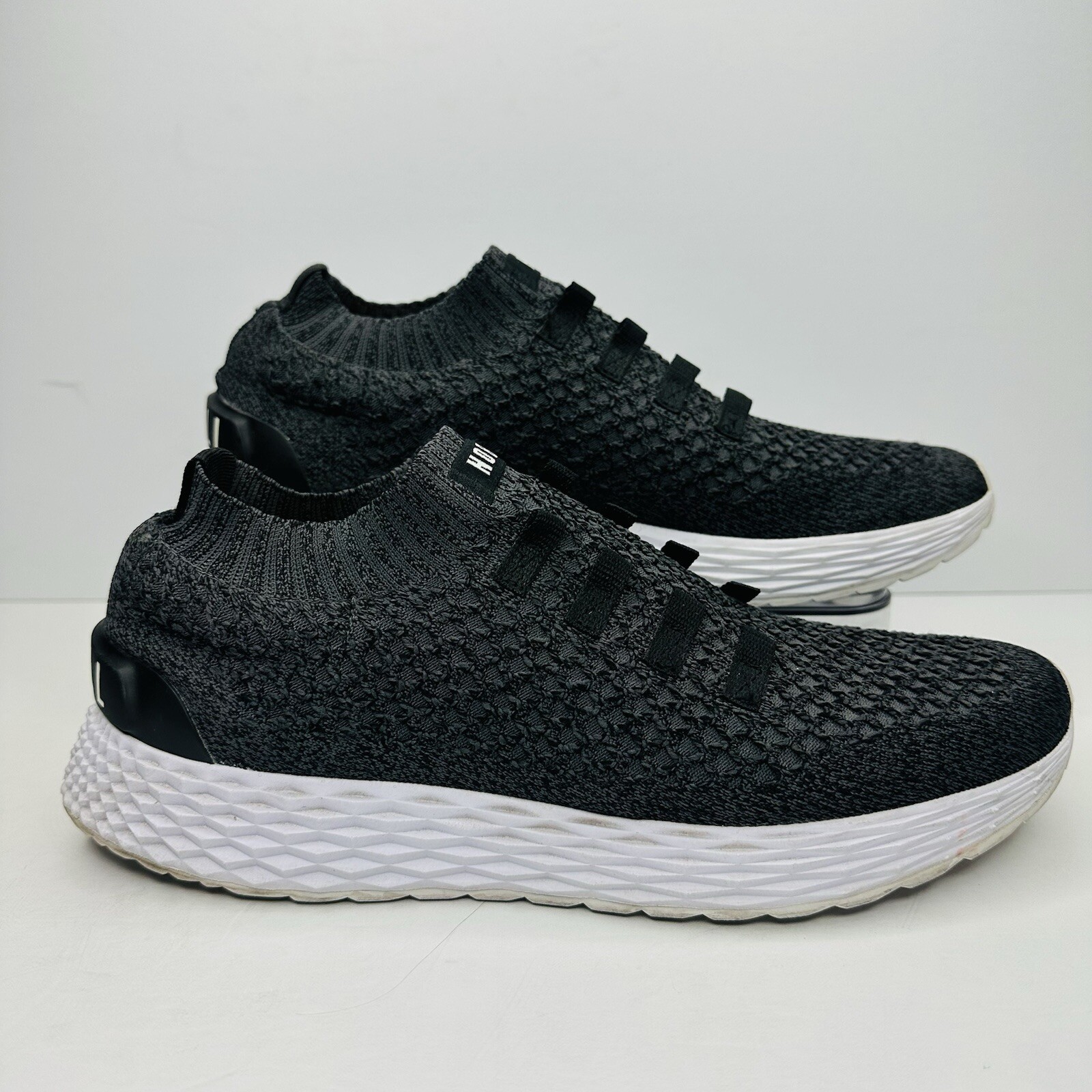 Nobull Knit Runner Sneakers Mens Size 9.5 Black White Athletic Running Shoes