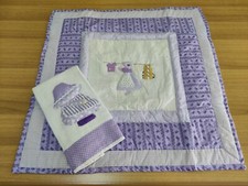 Copertina bimba, con salviettina, per carrozzina, cotone, fatta a mano