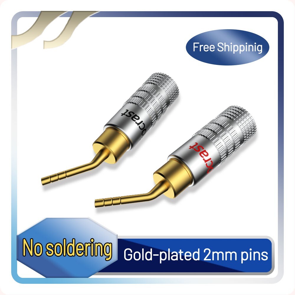 8 Pcs Speaker Pin Connectors 2mm Gold Plated Banana Wire Plugs
