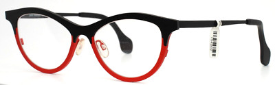 THEO Mille+53 323 Black Red Womens Cat Eye Full Rim Eyeglasses 52-17-130 B:37