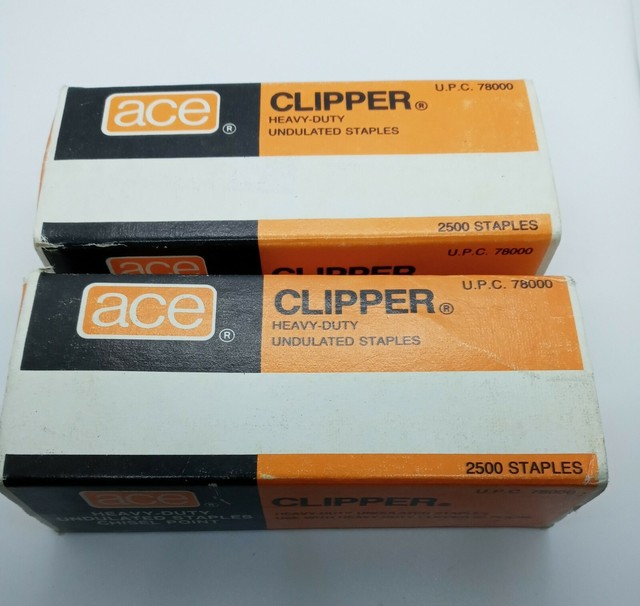 Vintage Ace Clipper Heavyduty Undulated Chisel Point Staples 2500 12