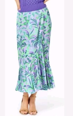 Lilly Pulitzer XS Britney Midi Skirt Purple Iris Faux Wrap NWT