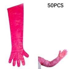 50Pcs Disposable Long Arm Glove Plastic Plastic Glove  Midwifery
