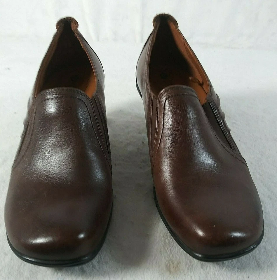 Earth Spirit Classics Zapatos EE. UU. 7,5 UE 39,5 Cuero Marrón Punta Cerrada Tacones Bloque Foto 4 de 4